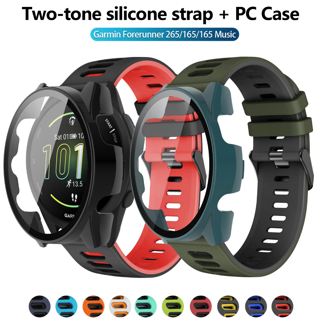 Dây đeo silicon + Vỏ cho Garmin Forerunner 165 265 Đồng hồ thông minh âm nhạc Dây đeo cổ tay bằng silicon Vòng đeo tay có vỏ bảo vệ màn hình