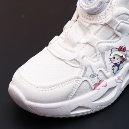 Bé Gái Mùa Thu Phong Cách Mới Da Thể Thao Giày Trắng Đế Mềm Nhẹ Hello Kitty Bé Gái Giày Thể Thao Mỏng Trắng