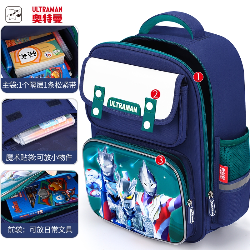 Học Sinh Tiểu Học Schoolbags Bé Trai Trẻ Em Bé Trai Ultraman 2025 Phong Cách Mới Lớp Một Hai Đến Ba Bé Trai Burden-Red