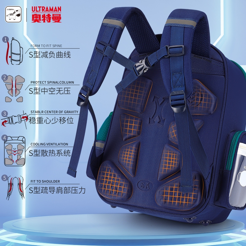 Học Sinh Tiểu Học Schoolbags Bé Trai Trẻ Em Bé Trai Ultraman 2025 Phong Cách Mới Lớp Một Hai Đến Ba Bé Trai Burden-Red