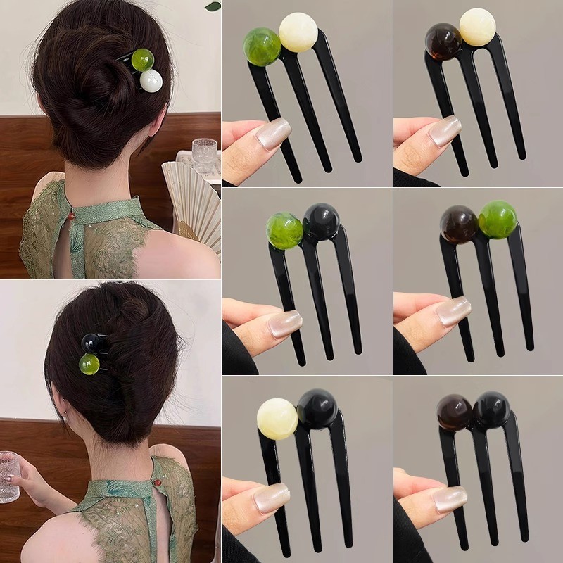 Kẹp tóc cổ điển ba răng đính cườm - Phụ kiện tóc thời trang