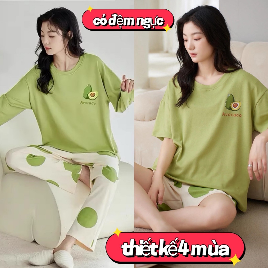 Bộ đồ ngủ nữ có đệm ngực tay dài quần dài - Kiểu cơ bản Thu Đông - Mặc nhà & ra phố đều đẹp - Cam kết không xù, không phai màu