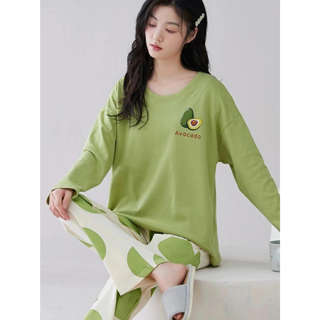 Bộ đồ ngủ nữ có đệm ngực tay dài quần dài - Kiểu cơ bản Thu Đông - Mặc nhà & ra phố đều đẹp - Cam kết không xù, không phai màu