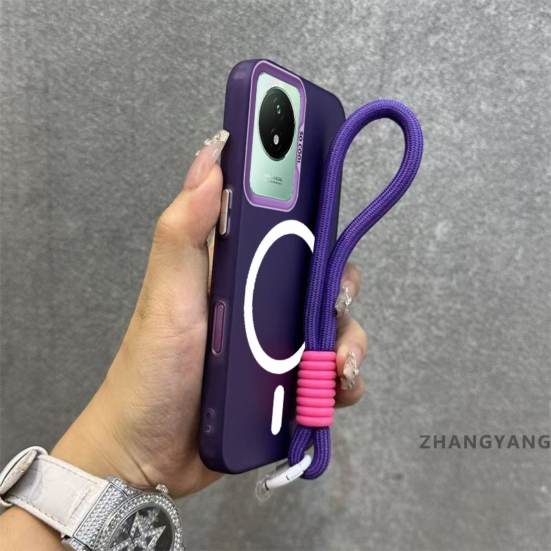 Ốp Lưng Cho vivo Y02 Y02A Y02T Matte TPU Chống Sốc Vỏ Điện Thoại Thẩm Mỹ Từ Tính Hút Chức Năng Thiết Kế Mới Silicon Mềm Case Miễn Phí Dây Tay Tinh Tế
