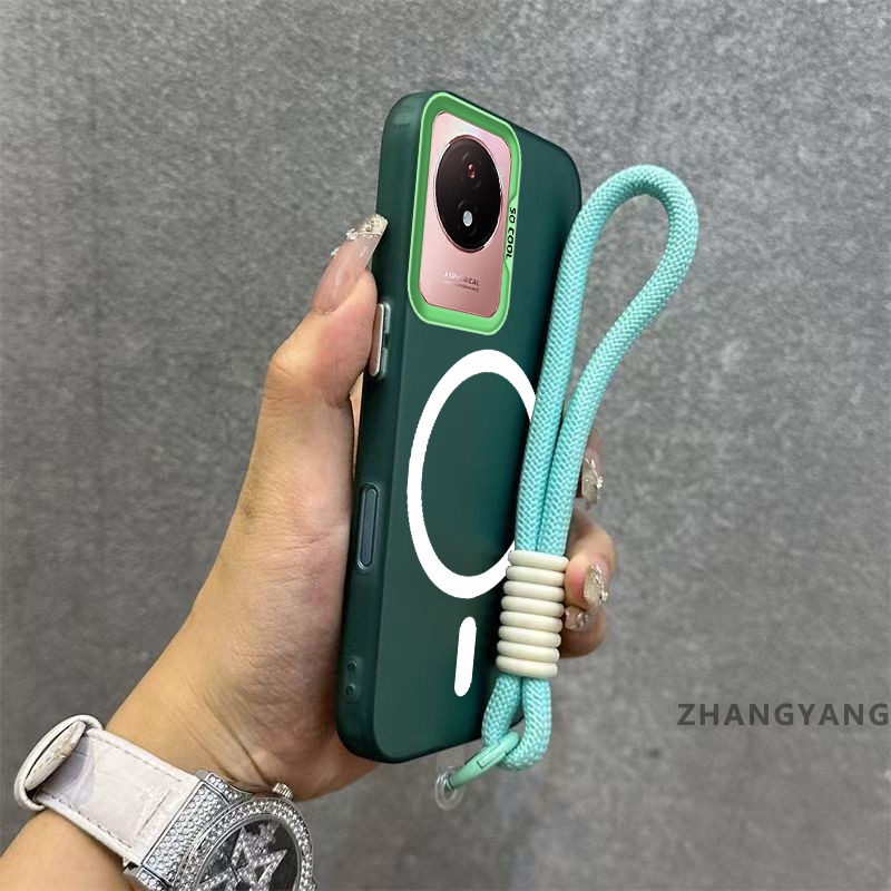Ốp Lưng Cho vivo Y02 Y02A Y02T Matte TPU Chống Sốc Vỏ Điện Thoại Thẩm Mỹ Từ Tính Hút Chức Năng Thiết Kế Mới Silicon Mềm Case Miễn Phí Dây Tay Tinh Tế