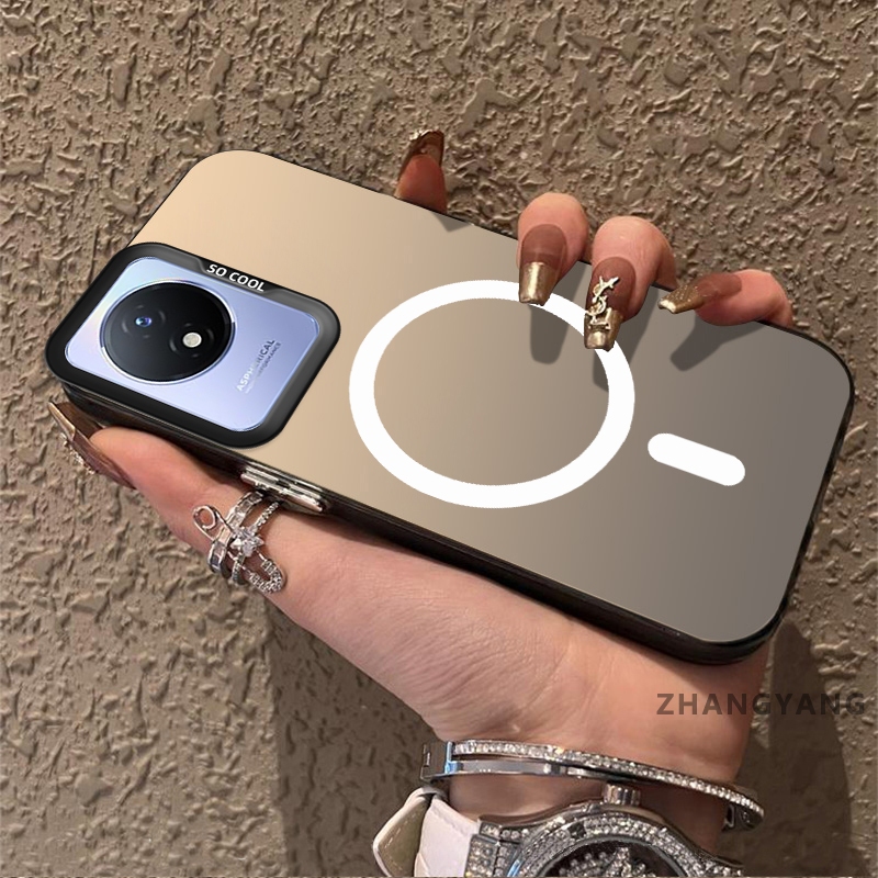 Ốp Lưng Cho vivo Y02 Y02A Y02T Matte TPU Chống Sốc Vỏ Điện Thoại Thẩm Mỹ Từ Tính Hút Chức Năng Thiết Kế Mới Silicon Mềm Case Miễn Phí Dây Tay Tinh Tế