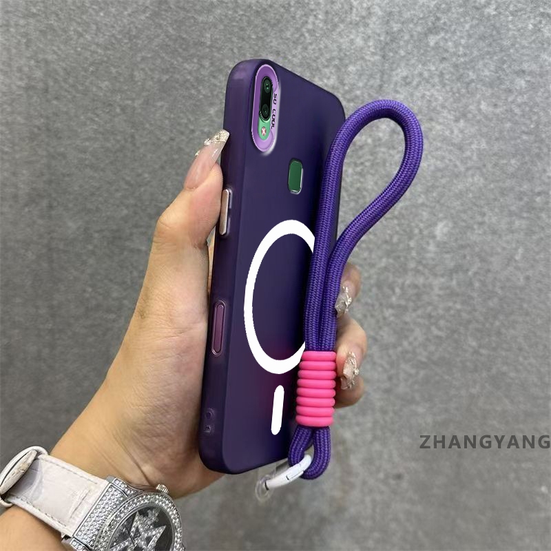 Ốp Lưng Cho vivo Y91 Y95 Matte TPU Chống Sốc Vỏ Điện Thoại Thẩm Mỹ Từ Tính Hút Chức Năng Thiết Kế Mới Silicon Mềm Case Miễn Phí Dây Tay Tinh Tế