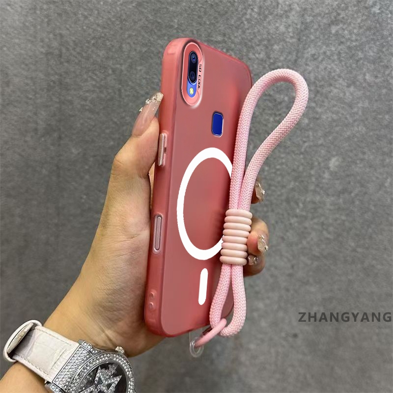 Ốp Lưng Cho vivo Y91 Y95 Matte TPU Chống Sốc Vỏ Điện Thoại Thẩm Mỹ Từ Tính Hút Chức Năng Thiết Kế Mới Silicon Mềm Case Miễn Phí Dây Tay Tinh Tế