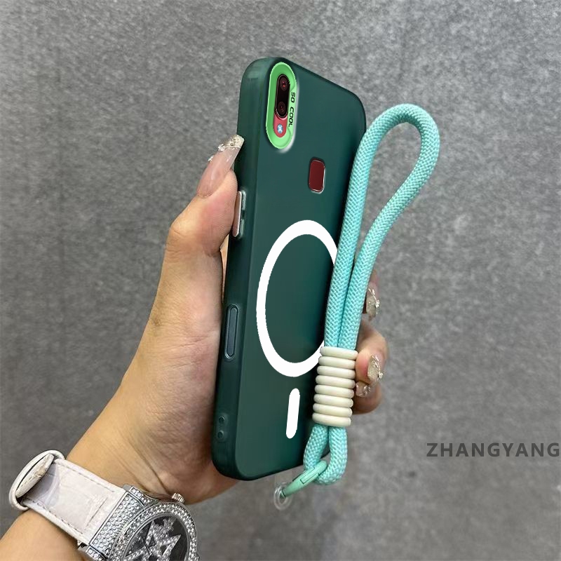 Ốp Lưng Cho vivo Y91 Y95 Matte TPU Chống Sốc Vỏ Điện Thoại Thẩm Mỹ Từ Tính Hút Chức Năng Thiết Kế Mới Silicon Mềm Case Miễn Phí Dây Tay Tinh Tế