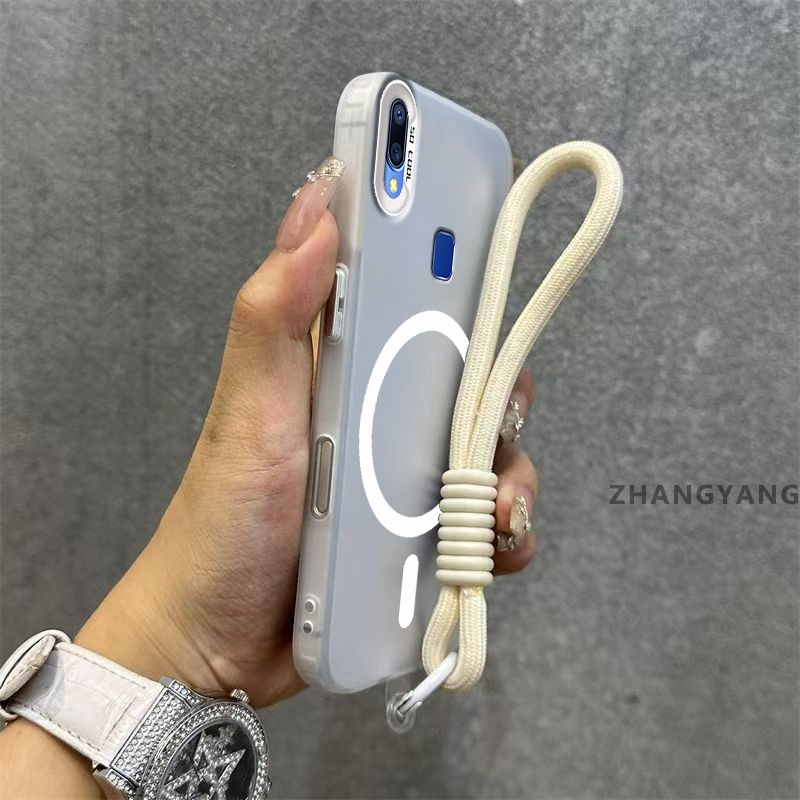 Ốp Lưng Cho vivo Y91 Y95 Matte TPU Chống Sốc Vỏ Điện Thoại Thẩm Mỹ Từ Tính Hút Chức Năng Thiết Kế Mới Silicon Mềm Case Miễn Phí Dây Tay Tinh Tế