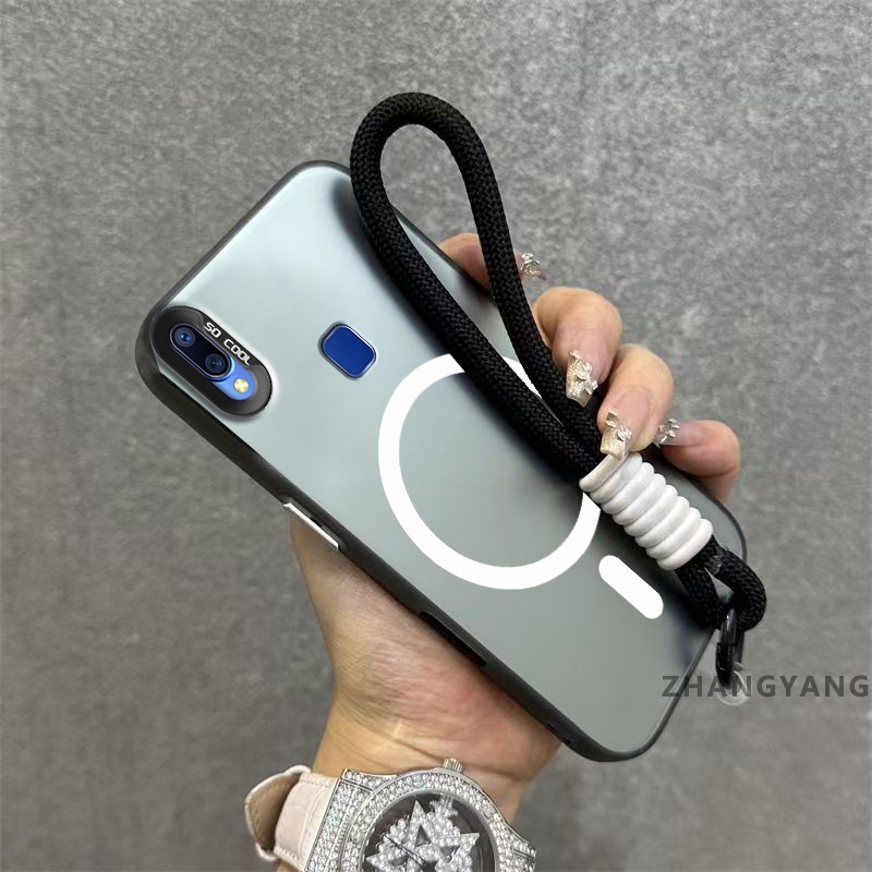 Ốp Lưng Cho vivo Y91 Y95 Matte TPU Chống Sốc Vỏ Điện Thoại Thẩm Mỹ Từ Tính Hút Chức Năng Thiết Kế Mới Silicon Mềm Case Miễn Phí Dây Tay Tinh Tế