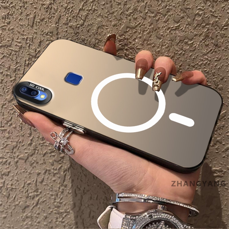 Ốp Lưng Cho vivo Y91 Y95 Matte TPU Chống Sốc Vỏ Điện Thoại Thẩm Mỹ Từ Tính Hút Chức Năng Thiết Kế Mới Silicon Mềm Case Miễn Phí Dây Tay Tinh Tế