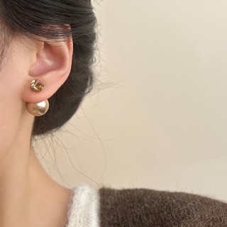 Bông tai ngọc trai pha lê mặt trước và sau, thiết kế thời thượng với ánh sáng sang trọng