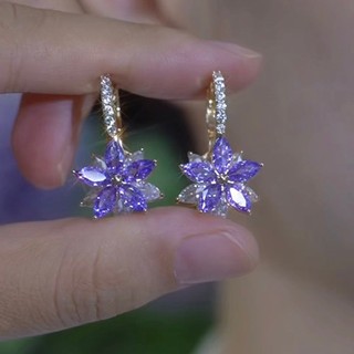 Bông tai hoa pha lê màu tím - Thiết kế phù hợp, thanh lịch và sang trọng