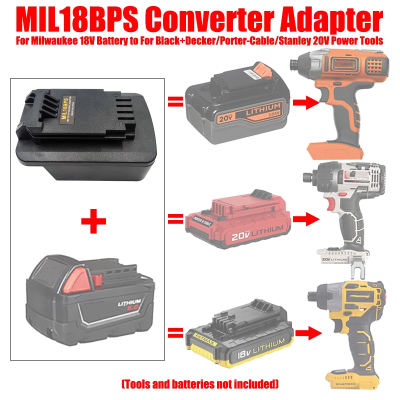 Bộ chuyển đổi cho pin Makita / Dewalt / Milwaukee 18V 20V sang công cụ Black + Decker / Porter-Cable / Stanley 20V