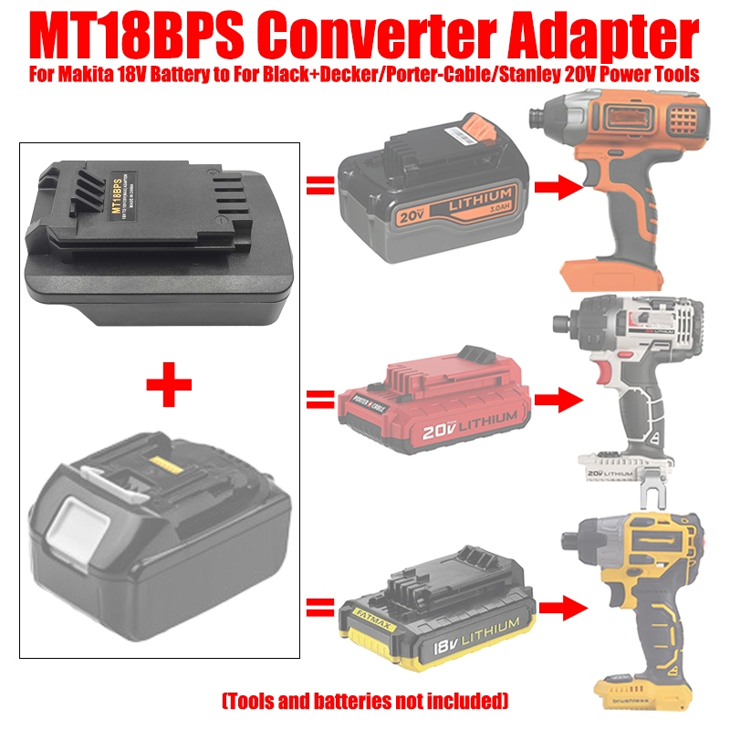 Bộ chuyển đổi cho pin Makita / Dewalt / Milwaukee 18V 20V sang công cụ Black + Decker / Porter-Cable / Stanley 20V