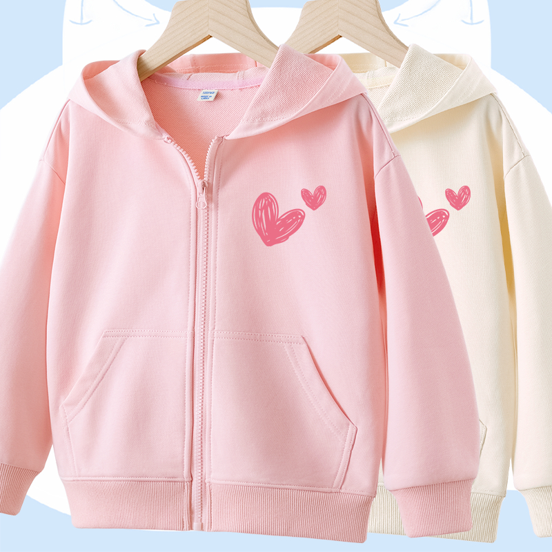 W.G.Q Áo Hoodie cho bé gái , Áo khoác mỏng mùa xuân thu có in hình bé gái dễ thương, mềm mại thoải mái thời trang phù hợp