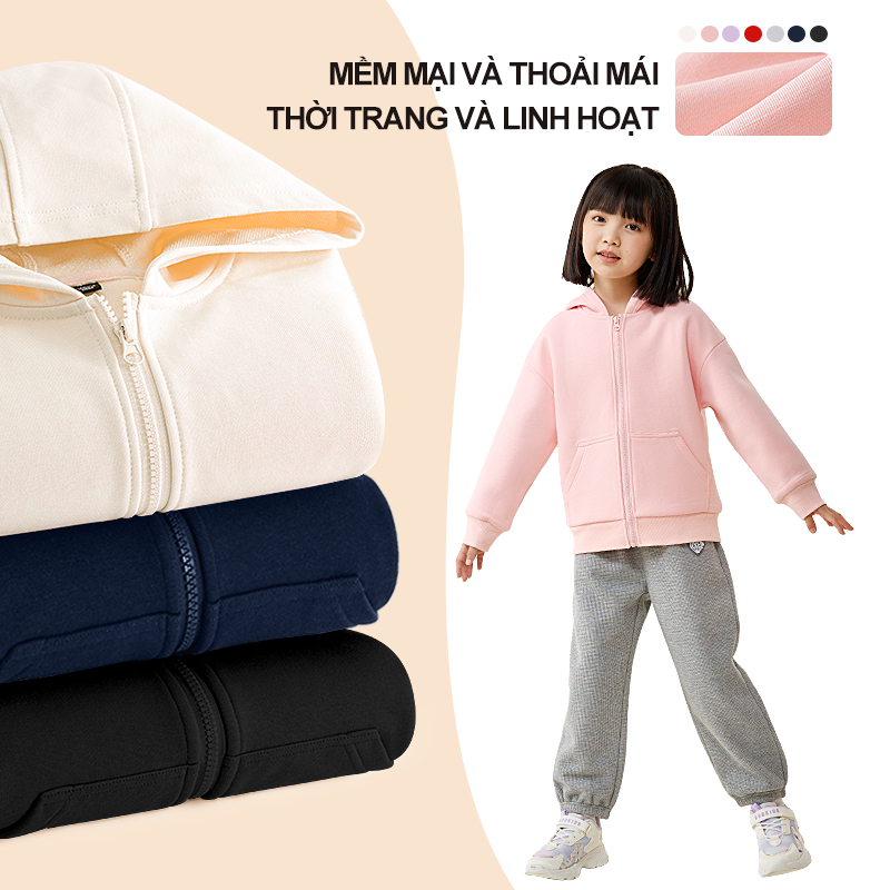W.G.Q Áo Hoodie cho bé gái , Áo khoác mỏng mùa xuân thu có in hình bé gái dễ thương, mềm mại thoải mái thời trang phù hợp