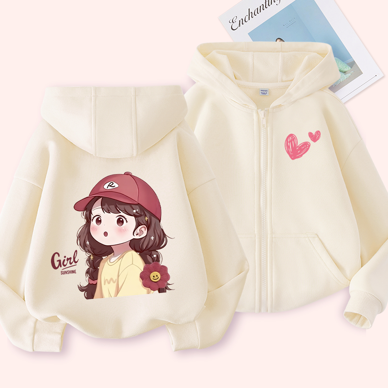 W.G.Q Áo Hoodie cho bé gái , phong cách mỏng mùa xuân thu với in hình dễ thương, mềm mại thoải mái, thời trang phù hợp