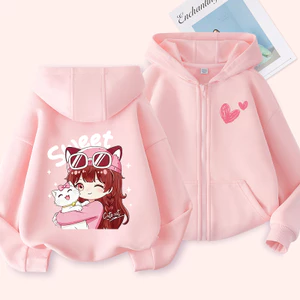 W.G.Q Áo Hoodie cho bé gái , mùa xuân thu phong cách mỏng với in hình bé gái dễ thương, mềm mại thoải mái, thời trang phù hợp