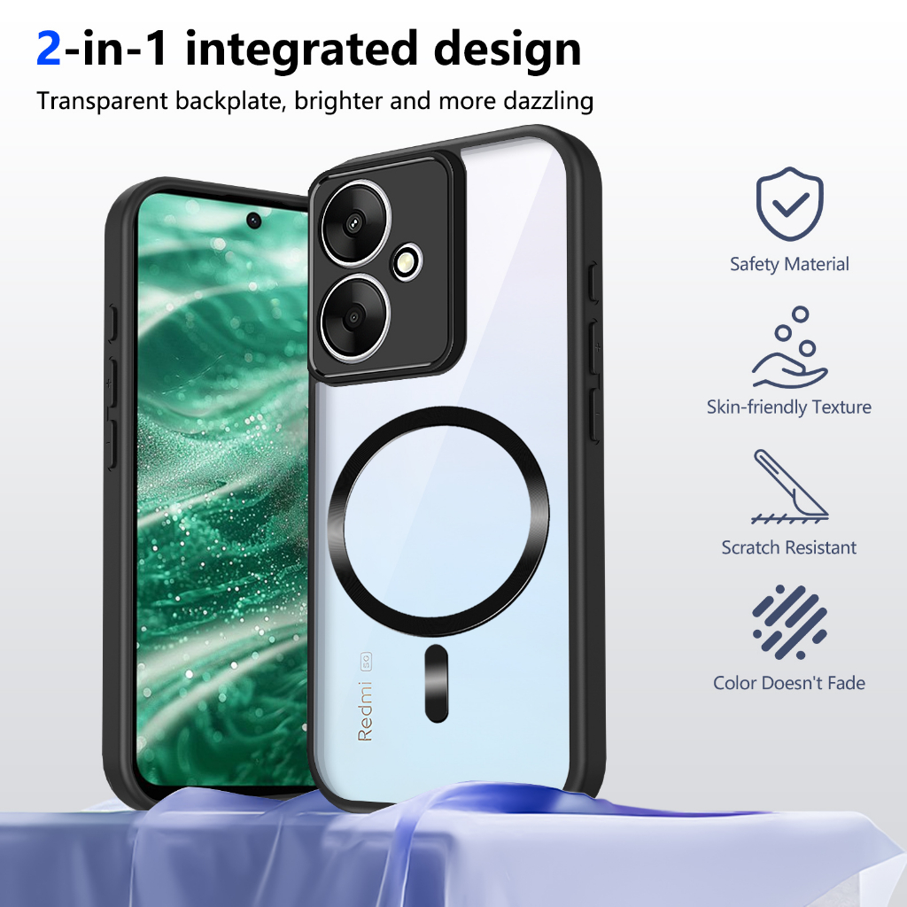 Ốp bảo vệ điện thoại TPU từ tính chống sốc cho Redmi 10 10C 10 Power 11A 12C 13 13C 13R 14C 15C 15A 4G 5G Vỏ bảo vệ chống sốc Vỏ điện thoại di động