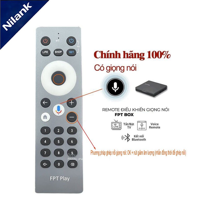 Nilank Remote chính hãng FPT Play TV Box remote Điều khiển giọng nói ...