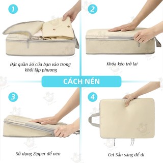 Bộ túi nén hành lý 8 món du lịch, túi đựng đồ gấp gọn có khóa kéo đôi cho vali, sắp xếp hành lý tiện lợi
