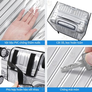 Vỏ Bọc Vali PVC Trong Suốt Chống Nước Chống Trầy Xước Chống Bụi – Bảo Vệ Hành Lý Du Lịch Cho Vali 18-30 Inch