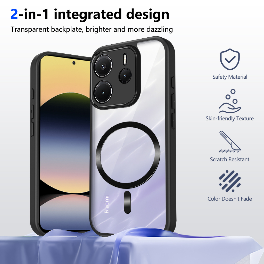 Ốp bảo vệ điện thoại TPU từ tính chống sốc cho Redmi Note 13 13R 13 Pro 14S 13 Pro 13 Pro Plus Note 14 14 Pro 14 Pro Plus 14 Pro 4G 5G Vỏ bảo vệ chống sốc