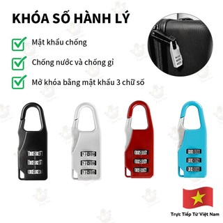 Khóa Số 3 Mã Mini Chống Trộm Cho Vali, Túi Xách, Ba Lô Du Lịch Kiểu Móc Carabiner