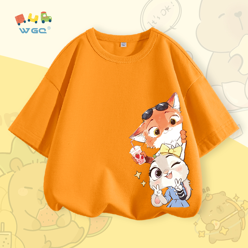 W.G.Q Áo thun cho bé trai / bé gái , vải 100% Cotton, mềm mại thoải mái, thích hợp cho bé đi học và mặc thể thao ngoài trời