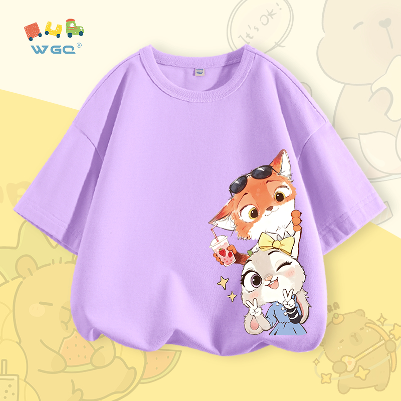 W.G.Q Áo thun cho bé trai / bé gái , vải 100% Cotton, mềm mại thoải mái, thích hợp cho bé đi học và mặc thể thao ngoài trời