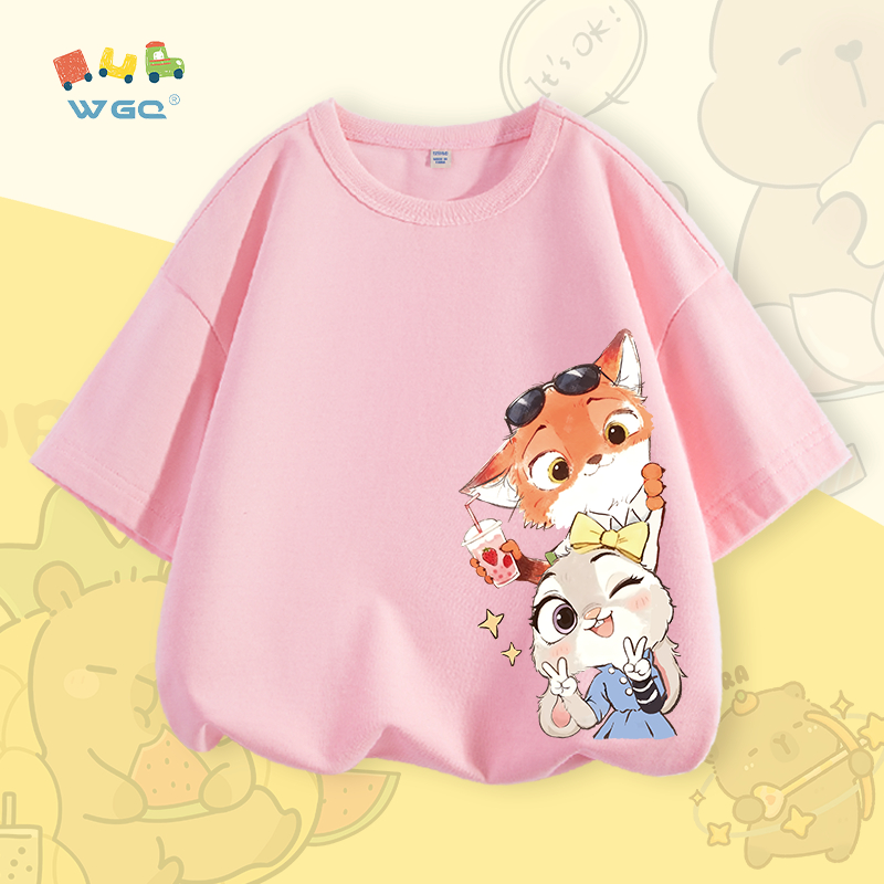 W.G.Q Áo thun cho bé trai / bé gái , vải 100% Cotton, mềm mại thoải mái, thích hợp cho bé đi học và mặc thể thao ngoài trời