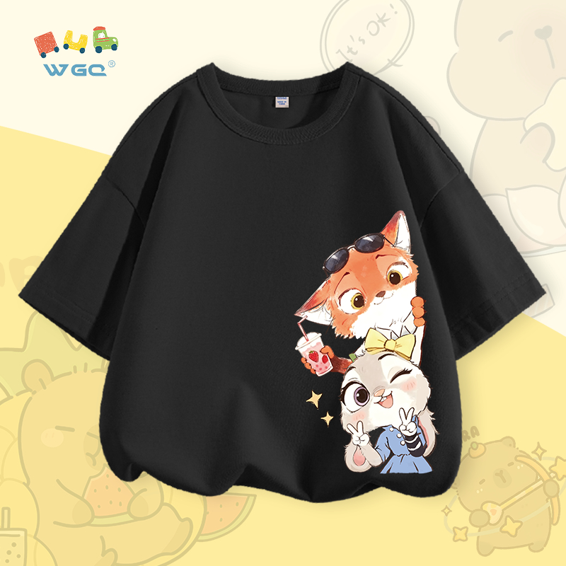 W.G.Q Áo thun cho bé trai / bé gái , vải 100% Cotton, mềm mại thoải mái, thích hợp cho bé đi học và mặc thể thao ngoài trời