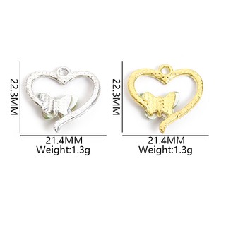 Mặt dây chuyền bướm nhựa hình trái tim với nhiều màu sắc, kim cương giả, phù hợp cho DIY các loại phụ kiện