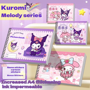 4 Cái / bộ kuromi cinnamoroll giai điệu A4 cuốn sách vẽ phác thảo có tay cầm nhãn dán miễn phí