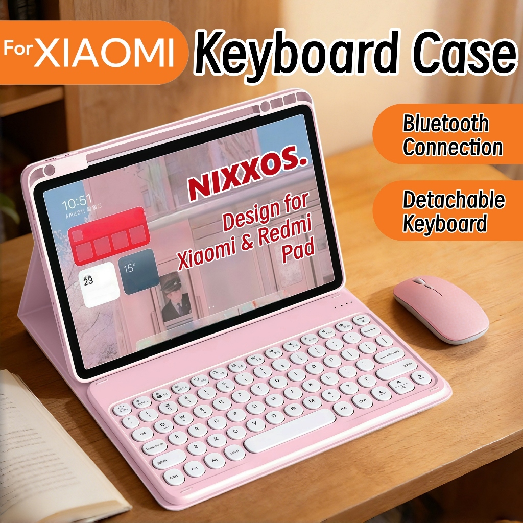 NIXXOS Dành Cho Xiaomi Pad & Redmi Bàn Phím Bàn Phím Bluetooth Retro Cho Redmi Vỏ Bàn Phím Từ Tính Có Khe Cắm Bút Tích Hợp Xiaomi Pad 7 / 6 / 5 / Pro 11 '' Redmi SE 11 '' Redmi 2