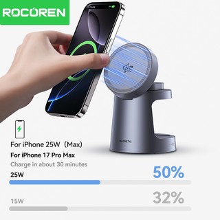 Bộ sạc không dây từ tính Rocoren 3 trong 1 25W Qi2 cho iPhone AirPods iWatch cho trạm sạc nhanh Samsung