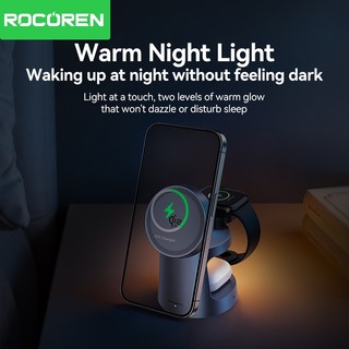 Bộ sạc không dây từ tính Rocoren 3 trong 1 25W Qi2 cho iPhone AirPods iWatch cho trạm sạc nhanh Samsung