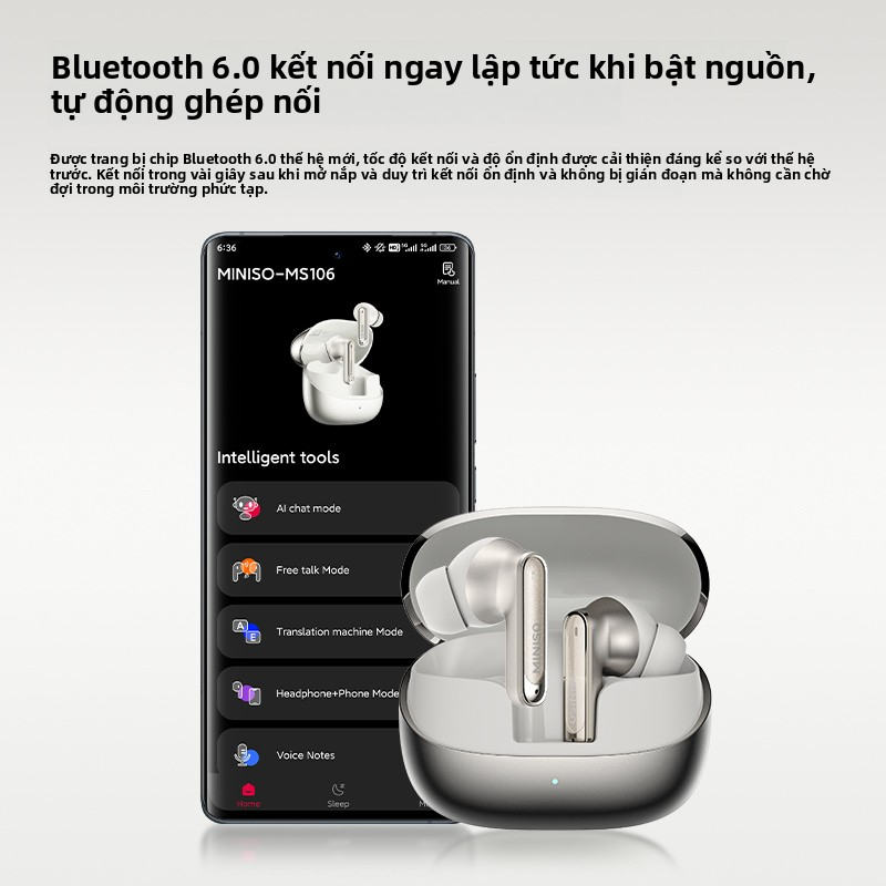 MINISO MS106  In-ear Tai nghe Bluetooth AI Dịch thuật thời gian thực Giảm tiếng ồn ANC tai nghe không dây