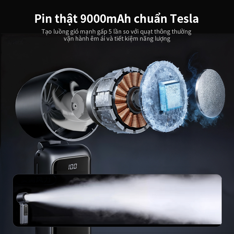 TiankePlus Quạt Cầm Tay Có Sò Lạnh 6 trong 1 TF50 Max – Gió Turbo Mạnh, Gấp Gọn, Quạt Mini Sò Lạnh, Quạt Tích Điện Mini Pin 9000mAh, Có Sạc Dự Phòng & Đèn Pin | BigBuy360 - bigbuy360.vn