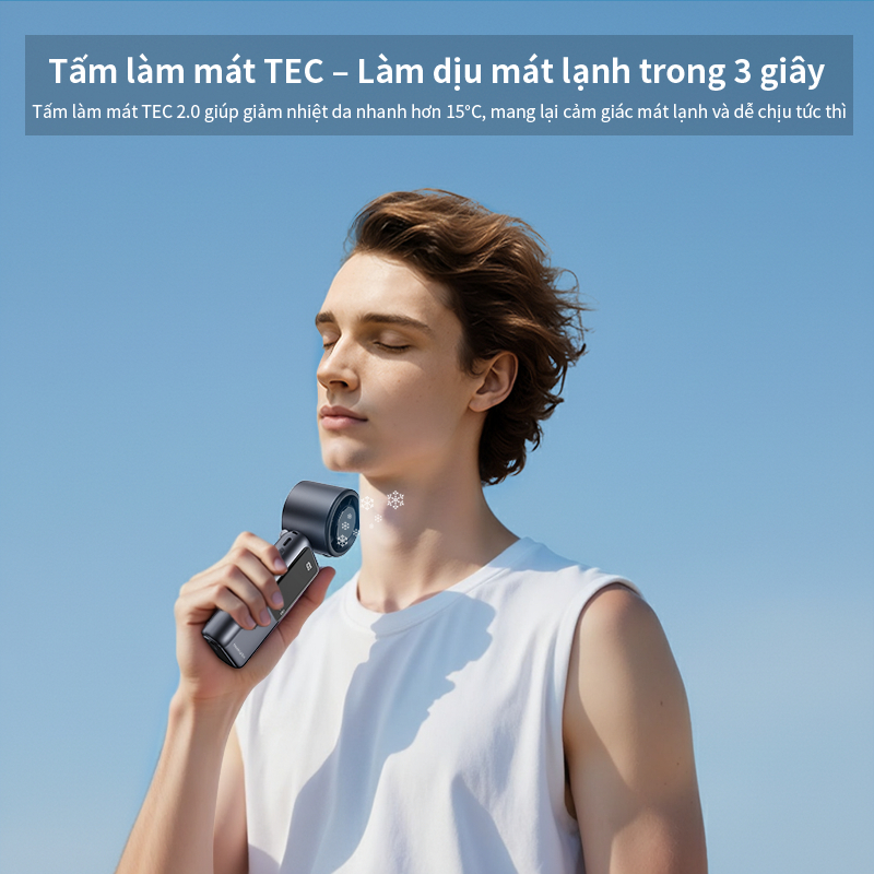 TiankePlus Quạt Cầm Tay Có Sò Lạnh 6 trong 1 TF50 Max – Gió Turbo Mạnh, Gấp Gọn, Quạt Mini Sò Lạnh, Quạt Tích Điện Mini Pin 9000mAh, Có Sạc Dự Phòng & Đèn Pin | BigBuy360 - bigbuy360.vn