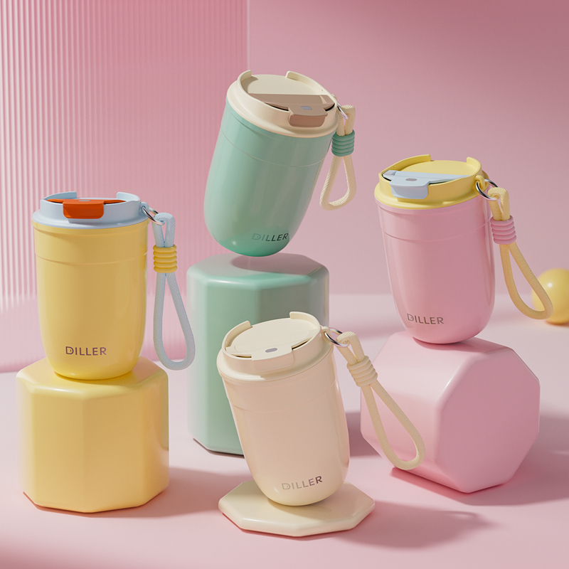 Diller 13,5oz / 400ml Cốc cà phê bằng thép không gỉ có nắp Bình chân không Cốc nóng lạnh D9506