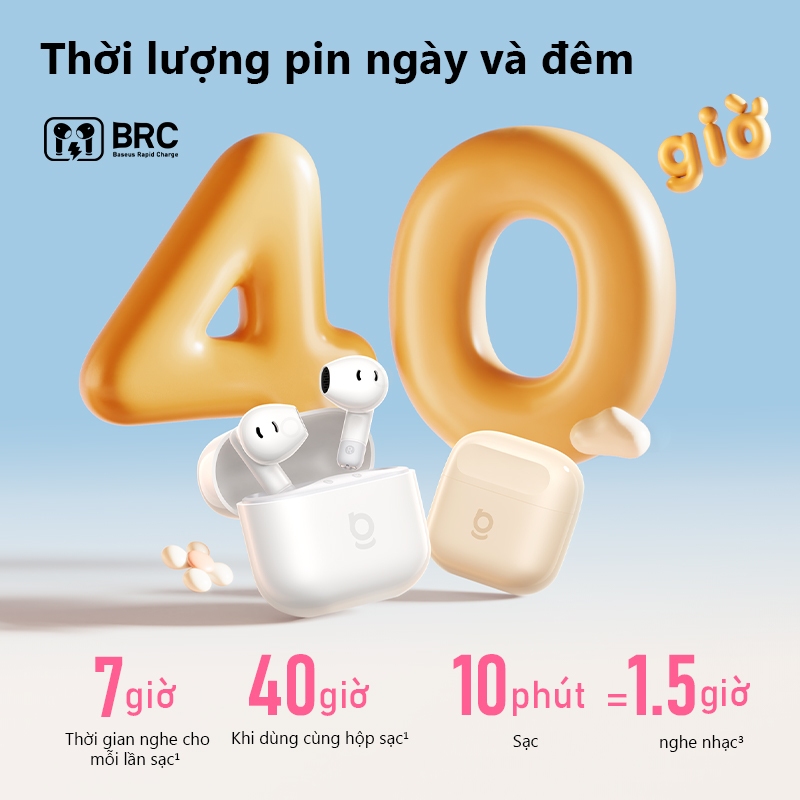 Tai Nghe Bass BS2 Lite Baseus Tăng cường âm trầm 40 giờ sử dụng khi dùng cùng hộp sạc Đàm thoại rõ nét với micro kép Al Bluetooth 6.0 | BigBuy360 - bigbuy360.vn
