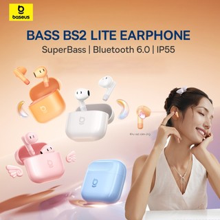 Tai Nghe Bass BS2 Lite Baseus Tăng cường âm trầm 40 giờ sử dụng khi dùng cùng hộp sạc Đàm thoại rõ nét với micro kép Al Bluetooth 6.0