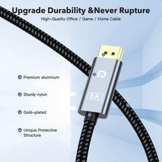Cáp DisplayPort 8K DP 1.4V Cáp 8K @ 60Hz 4K @ 144Hz Cáp cổng hiển thị tốc độ cao bện Tương thích với màn hình TV Laptop