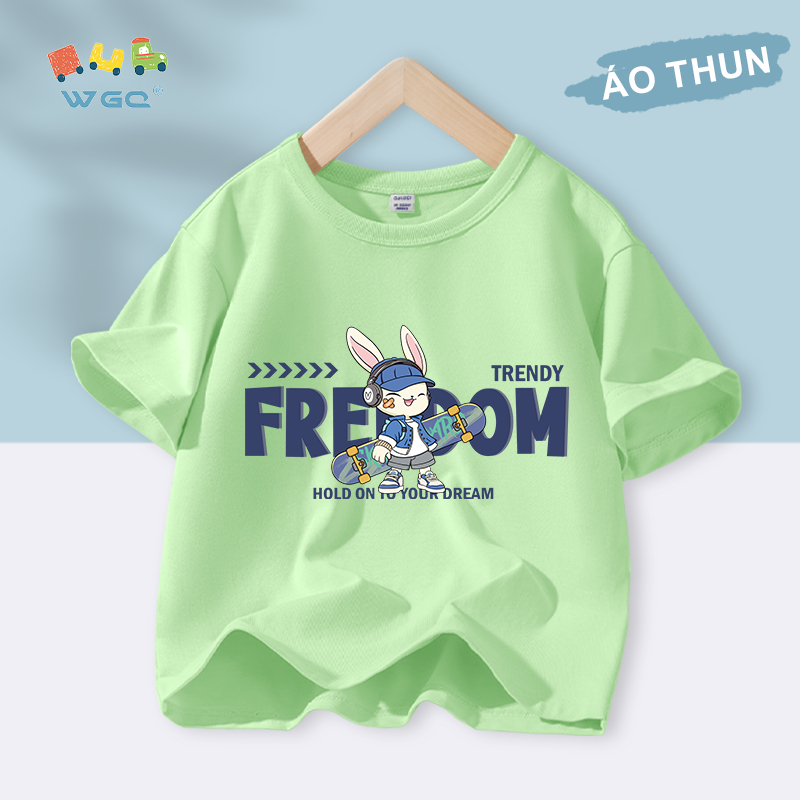 W.G.Q Áo thun bé trai , vải 100% Cotton mềm mại thoải mái, thấm mồ hôi thoáng khí với in hình dễ thương