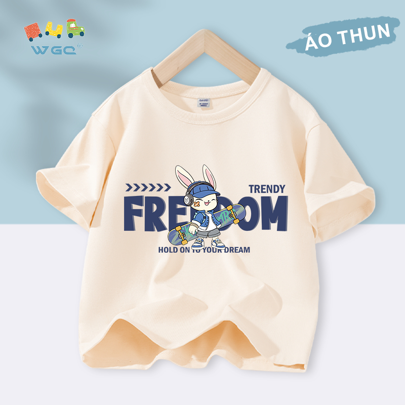 W.G.Q Áo thun bé trai , vải 100% Cotton mềm mại thoải mái, thấm mồ hôi thoáng khí với in hình dễ thương