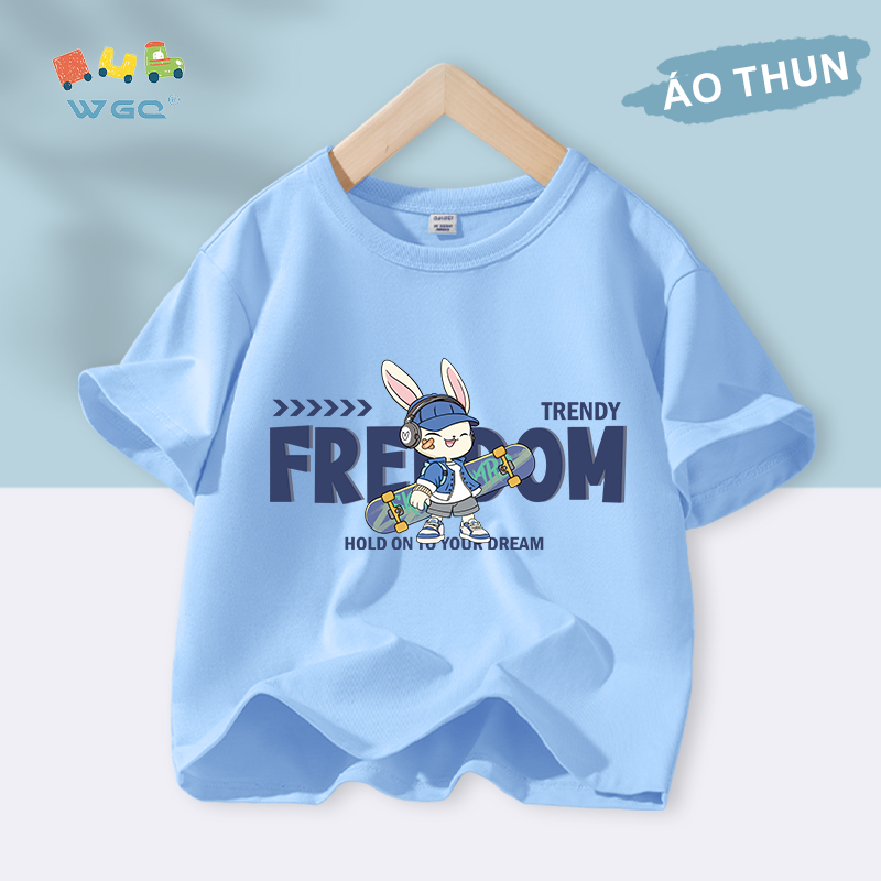 W.G.Q Áo thun bé trai , vải 100% Cotton mềm mại thoải mái, thấm mồ hôi thoáng khí với in hình dễ thương