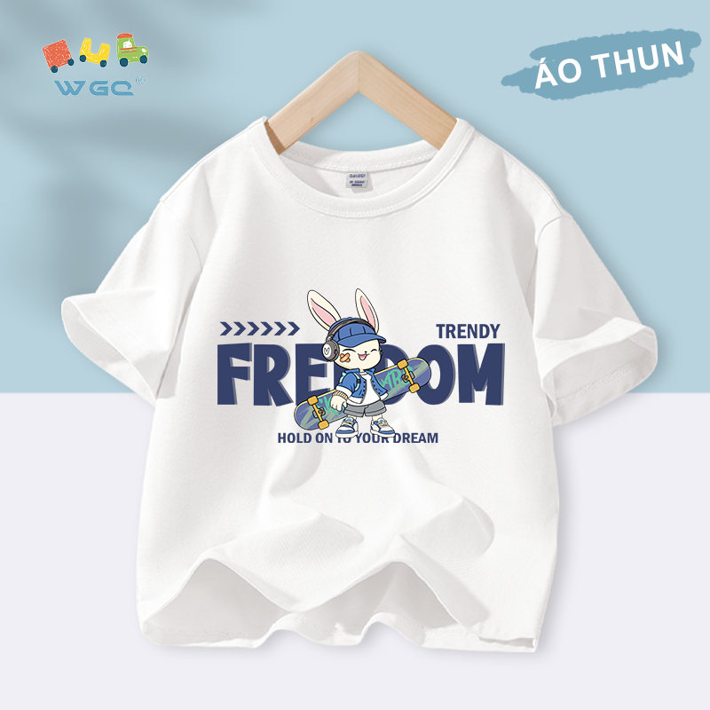 W.G.Q Áo thun bé trai , vải 100% Cotton mềm mại thoải mái, thấm mồ hôi thoáng khí với in hình dễ thương